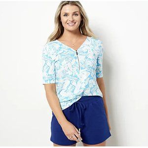 Belle by Kim Gravel TripleLuxe Knit Tropical Zip Top